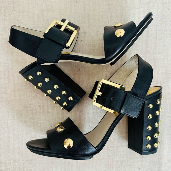 MICHAEL Michael Kors LINDEN Studded Chunky High Heel Sandals pumps - Picture 3 of 6